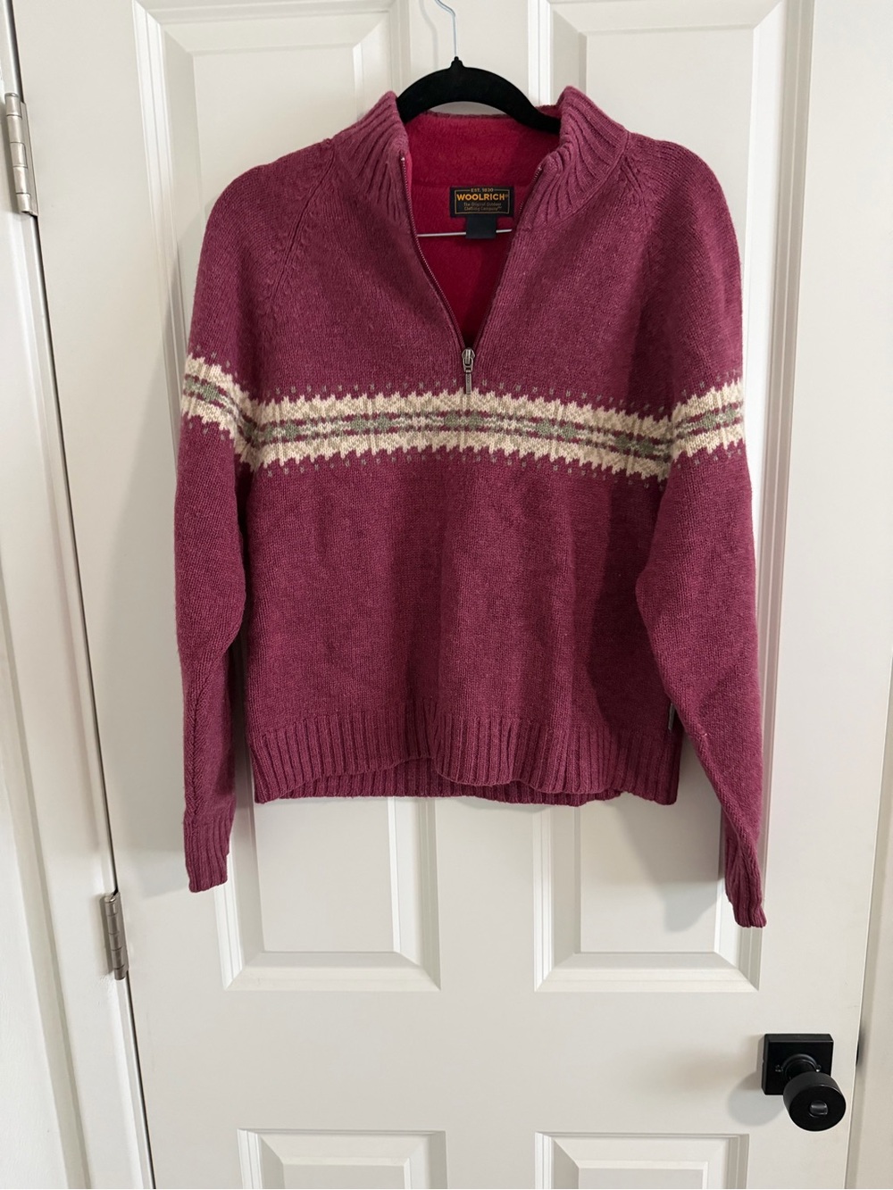 Woolrich Women's Raspberry Cowl-Neck Nordic Stripe Sweater